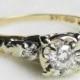 Art Deco Ring Diamond Engagement Ring Art Deco Engagement 0.22cttw 14k white gold 14k yellow gold ring Orange Blossom Vintage Engagement
