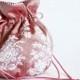 Pink Silk Drawstring Pouch, Bridal Bag, Bridal Clutch, Pink Bridal Bag, Small Pouch, Drawstring Bag, Flower girl Bag, Silk bag