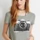 Summer 2017 new vintage camera print fashion crew neck short sleeve loose women's t-shirt - Bonny YZOZO Boutique Store