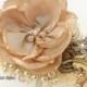 Gold Hair Clip, Tan, Beige, Champagne, Ivory, Fascinator, Wedding Clip, Vintage Wedding, Gatsby, Maid of Honor, Brooch, Pearls, Crystals