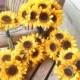 Sunflower Bridal Bouquet and Grooms Boutonniere or Bridesmaids and Groomsmen / Silk Wedding Flowers / 12 Pc. Sunflower Wedding Set