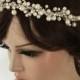 EXPRESS SHIPPING Ivory pearl and rhinestones headband, bridal headband, headpiece, wedding hairband - $62.90 USD