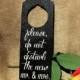 Please, Do not disturb the new Mr. and Mrs.© Distressed Farmhouse Style Painted Wood Wedding Night Door Hanger Sign Fun New Font Honeymoon - $9.99 USD