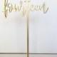 Freestanding table numbers, calligraphy table numbers, wedding table numbers, gold table numbers