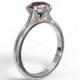 10k white gold engagement ring, 7mm round lab crated alexandrite ring, AKR-474-2