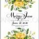 Wedding invitation card Template Yellow rose Floral Printable Gold Bridal Shower Invitation Suite Bo - Unique vector illustrations, christmas cards, wedding invitations, images and photos by Ivan Negin