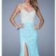Lace Slit Gown by La Femme 21023 - Bonny Evening Dresses Online 