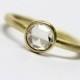 Clear White Rose-Cut Diamond Engagement Ring 18k Yellow Gold Round High Quality Glitter Moon Minimalistic Modern Low Profile - Glitzermond