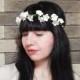White flower crown, Floral wreath, Campanula, White bridal crown, Bridesmaid, Flower headpiece, Summer crown, White hair piece, Floral crown - $24.00 USD
