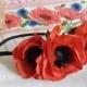Poppy crown, Red realistic flowers, Red poppies wreath, Floral headpiece, Flower headband, Boho flower crown, Red wedding, Ukrainian crown - $30.00 USD
