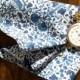 Handstitched Liberty of London Blue & White William Morris "Lodden" Print  Cotton Pocket Square/Handkerchief