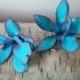 Blue orchid, paper orchid hairpins, wedding hair, something blue, bridal hair accessories, unique hair pins, prom hairpiece, paper flowers