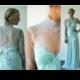 Boho style pastel lace wedding dress made to order