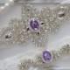 SALE - Wedding Garter Set, Bridal Garter Set, Vintage Wedding, Ivory Lace Garter, Purple Wedding Garter- Style 100C - Style 100C
