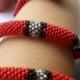 Jewelry Bracelets Beaded Bracelets Red snake Snake bracelet Beaded jewelry Coral color Coral snake Crochet  bracelet Red bracelet