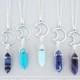Moon Crystal Necklace // Pastel Goth Gemstone Point Necklace // Opal Amethyst Fluorite Rose Quartz Turquoise Sodalite // Boho Grunge Jewelry