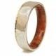 Briar Root Wood Ring 18K Gold and Silver - Wood Wedding Band - Hammered gold ring -