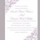 Wedding Invitation Template Download Printable Wedding Invitations Editable Invite Purple Wedding Invitation Elegant Lavender Invitation DIY - $6.90 USD