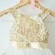 Ivory / Gold Lace Tulle Flower Girl Dress Junior Bridesmaid Wedding Party Dress M0054