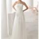 A line Strapless Tulle & Lace Floor Length Chapel Train Wedding Dress With Appliques - Compelling Wedding Dresses