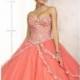 Coral Strapless Tulle Gown by Vizcaya by Mori Lee - Color Your Classy Wardrobe