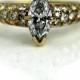 Marquis Engagement Ring 1.26ctw GIA Marquis Cut Engagement Ring Vintage Marquis Diamond Ring 18K Yellow Gold Diamond Ring 1980's Size 6!