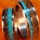 Wedding Rings, Titanium with Tigers Eye and Turquoise, Titanium Ring, Tigers Eye Ring, Turquoise Ring, His and Hers Set, Custom Made Ring