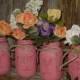 Painted mason jar decorations centerpiece wedding vases rustic wedding cottage chic barn wedding centerpieces