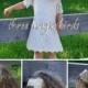 WHITE Flower Girl Dress MATCHING Burlap Headband Rustic Short Sleeve Dress Bridesmaid Country Wedding Communion
