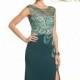 Green Beaded Slit Gown by Lara Designs - Color Your Classy Wardrobe