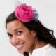 Ness - Pink Round Fascinator made with piqué Fabric, Feathers and Crin