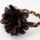 Dionard - Chocolate, brown and cream Headband with detail of organza and tulle Flower