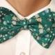 for men for women gift for him gift green self tie green bow tie men's bow tie groom's bow tie green pocket square green floral necktie akdj - $10.11 USD