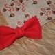 Red bow tie Red wedding Linen bow tie for wedding Father-in-law bow tie Baby boys photo prop bowtie Men's bow tie Gift for him from her Ties - $9.75 USD