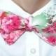 fuchsia mint green bow tie long distance boyfriend gift floral self tie bowtie freestyle gift for man ties pink green wedding necktie bgryue - $27.00 USD