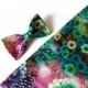 wedding bow tie for men gift husband from wife satin floral bow tie green purple bowtie yellow blue floral design spring pocket square djfhe - $9.82 USD