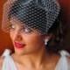 Simple Wedding Birdcage Veil - Russian netting, Blusher Veil , Bridal Headpiece White Ivory