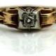 Petite Diamond Ring .10ctw Art Deco Simple Engagement Ring Antique Diamond Ring Dainty Diamond Ring 1940s 14K Two Tone Ring Size 5.5!