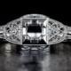 1920's Vintage Inspired Art Deco Diamond Setting Round Antique Filigree Milgrain Semi-Mount 14K White Gold Ring 3mm Ideal 3981