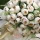 Pure White Silk Cloth Bud Wedding Bouquet for Bride with Yellow Pistil
