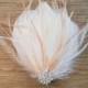 Petiet Bridal Fascinator, Feather Fascinator, White/Dusty Rose Bridal Hair Clip, Dusty Rose Feathers, Hair Clip, Wedding Hair Accessory