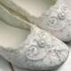 Wedding Shoes - Rachel Bridal Ballet Flat, Vintage Lace, Swarovski Crystals, Pearls, Custom Handmade Women's Wedding Flats, By Pink2Blue