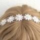 Bridal Headwrap, Daisy Headband, Pearl Hairband, Wedding Lace Headband, Embroidered Hairband, Bridal Headpiece, Hair Jewelry, Women's Gift