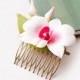 Comb Orchid Dendrobium  - Polymer Clay Flowers -  - Wedding Accessories - Wedding Hair Comb - Bridal Hair Comb - Bridal Hair Piece