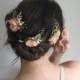 Wedding Flower Comb Set- Hair Flowers- Gold Bridal Comb- Wedding Headpiece- Bridesmaids Hair Comb- Bridal Headpiece- Gold Wedding Hair