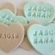 24 Wedding Favor Candy Heart Personalised Edible Cake Toppers Sugar Fondant Cupcake Save the Date Engagement Party Decor Anniversary Gift