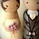 Deposit - Custom Personalized Wedding Couple Cake Topper Wooden Hand Painted Couple