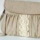 Rustic style linen and lace clutch - bridesmaid gift - wedding clutch