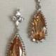 Champagne Bridal Earring Bridesmaid Topaz Earrings Bridal earrings, Wedding jewelry, Cubic zircon crystal earrings Vintage inspired - $32.90 USD