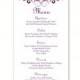 Wedding Menu Template DIY Menu Card Template Editable Text Word File Instant Download Purple Menu Eggplant Menu Card Printable Menu 4x7inch - $6.90 USD